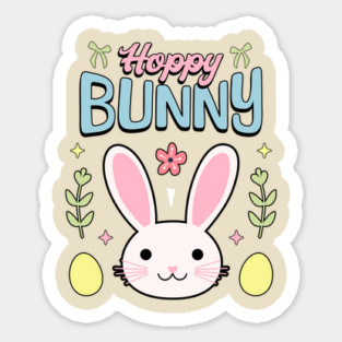 Hoppy Bunny Easter Themed Design Sticker