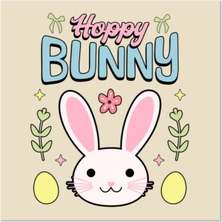 Hoppy Bunny Easter Themed Design Posters and Art