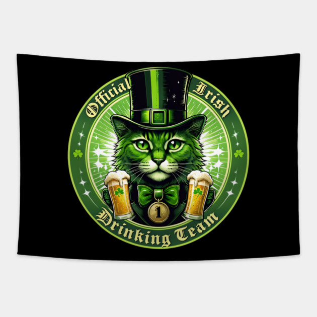 Official Irish Drinking Team – Lucky Cat St. Patrick’s Day Tapestry by MCALTees