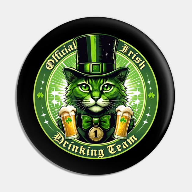 Official Irish Drinking Team – Lucky Cat St. Patrick’s Day Pin by MCALTees