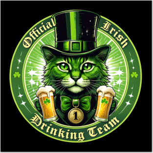 Official Irish Drinking Team – Lucky Cat St. Patrick’s Day Posters and Art