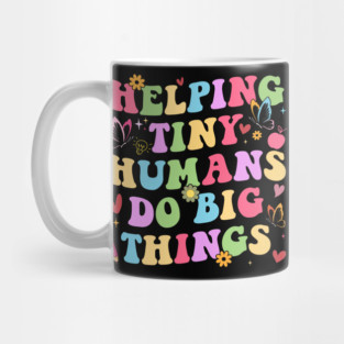 Helping Tiny Humans Do Big Things – Groovy Retro Preschool Teacher Mug