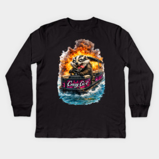 Crazy Girl Badger Kids Long Sleeve T-Shirt