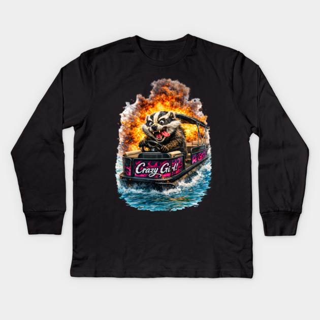 Crazy Girl Badger Kids Long Sleeve T-Shirt by CrazyGirl