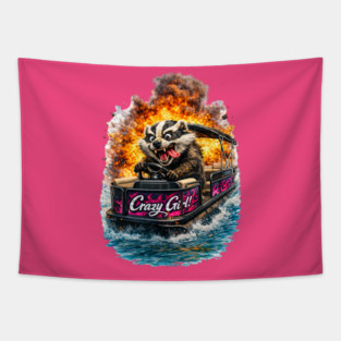 Crazy Girl Badger Tapestry