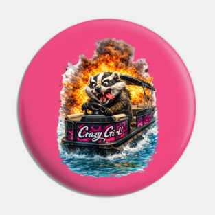 Crazy Girl Badger Pin