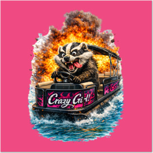 Crazy Girl Badger Posters and Art