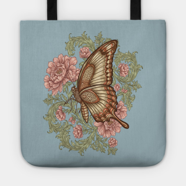 Ornamental Butterfly Botanical Art Tote by BirdsnStuff