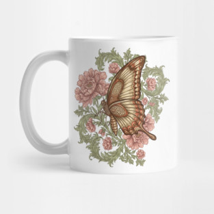 Ornamental Butterfly Botanical Art Mug