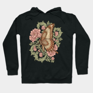Ornamental Butterfly Botanical Art Hoodie