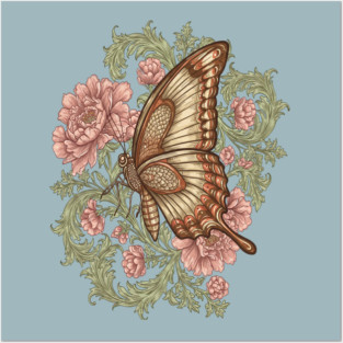 Ornamental Butterfly Botanical Art Posters and Art