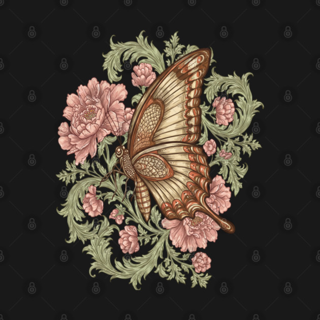 Ornamental Butterfly Botanical Art by BirdsnStuff