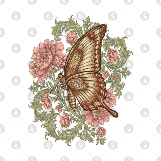 Ornamental Butterfly Botanical Art by BirdsnStuff