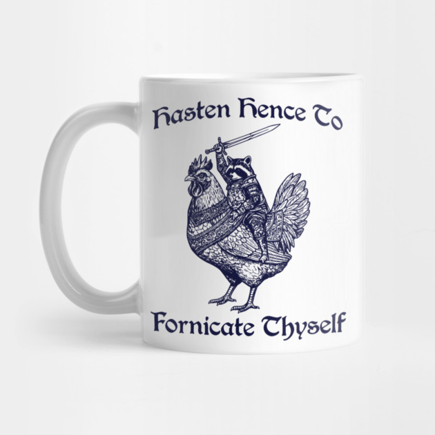 Hasten Hence To Fornicate Thyself, Knight Raccoon on Chicken by Luxinda
