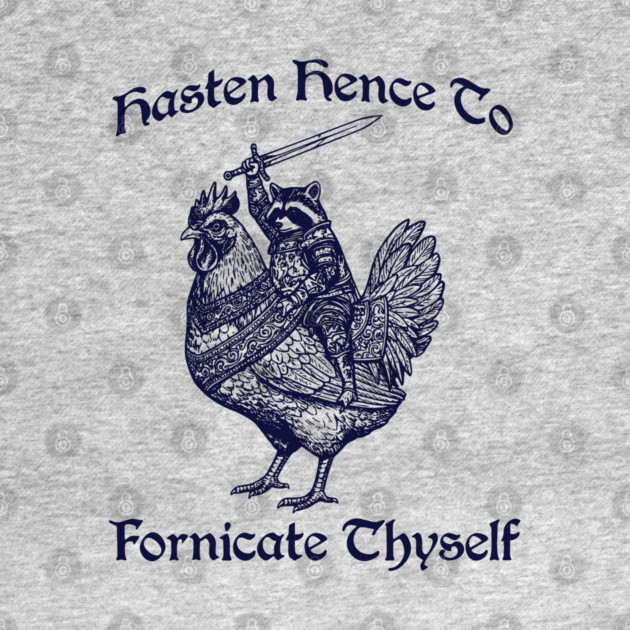 Hasten Hence To Fornicate Thyself, Knight Raccoon on Chicken by Luxinda