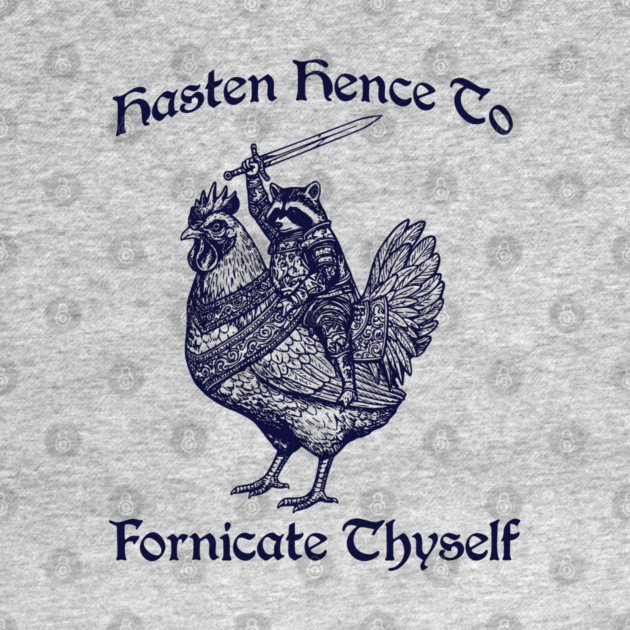 Hasten Hence To Fornicate Thyself, Knight Raccoon on Chicken by Luxinda