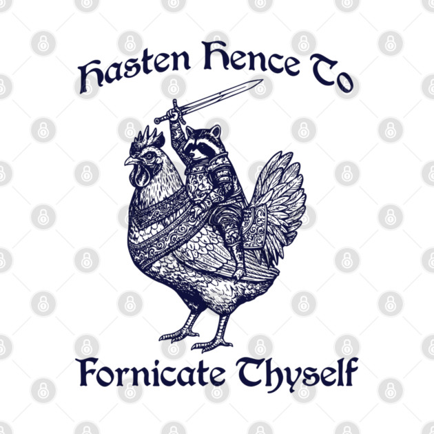 Hasten Hence To Fornicate Thyself, Knight Raccoon on Chicken by Luxinda