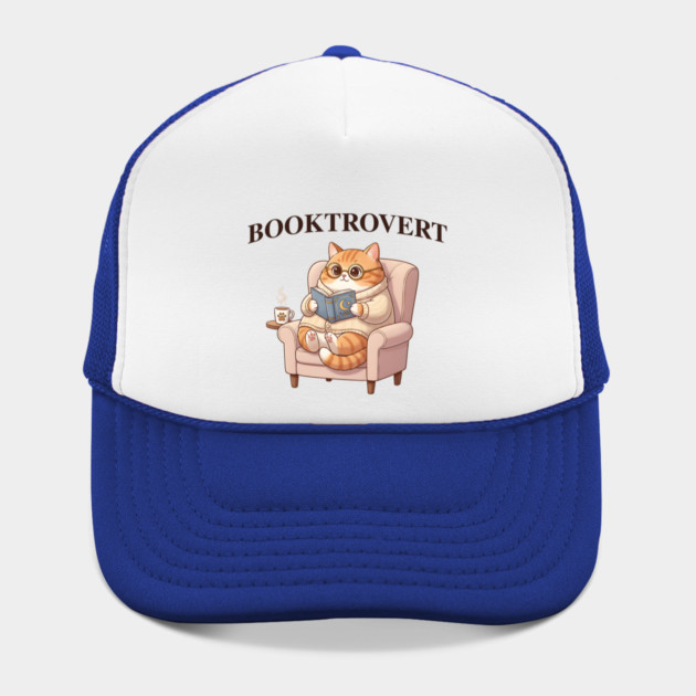 BOOKTROVERT Cute Cat with Tea, Cozy Sweater, and Book by Luxinda