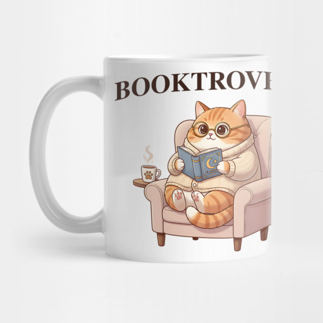 BOOKTROVERT Cute Cat with Tea, Cozy Sweater, and Book by Luxinda