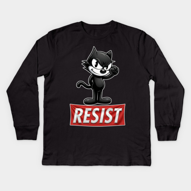 Resist - Felix the cat Kids Long Sleeve T-Shirt by UrbanLifeApparel