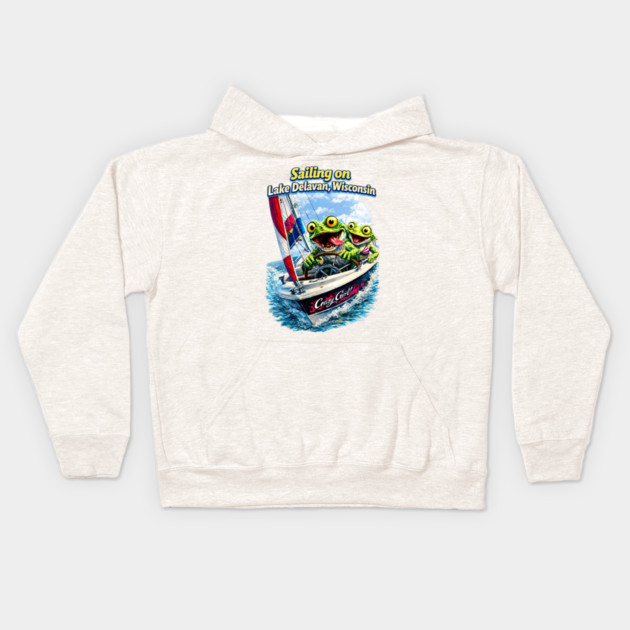 Sailing on Delavan Lake Kids Hoodie by CrazyGirl