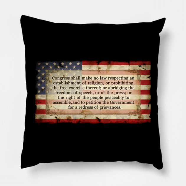 1st Amendment USA Flag Pillow by UrbanLifeApparel