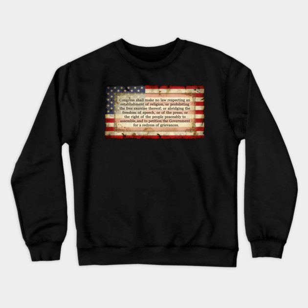 1st Amendment USA Flag Crewneck Sweatshirt by UrbanLifeApparel