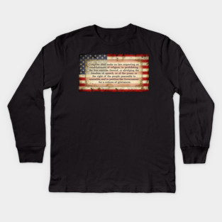 1st Amendment USA Flag Kids Long Sleeve T-Shirt