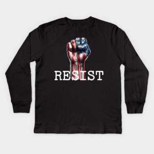 Resist USA Protest Fist Kids Long Sleeve T-Shirt