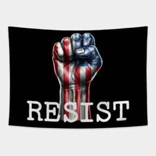 Resist USA Protest Fist Tapestry