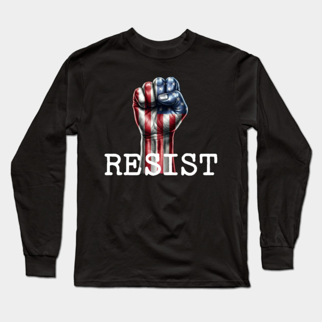 Resist USA Protest Fist Long Sleeve T-Shirt by UrbanLifeApparel