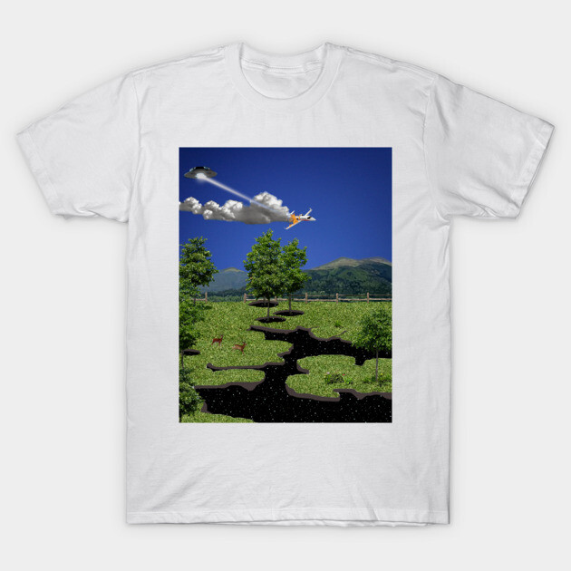 Attack From The Space Fabric Rip T-Shirt by dennye