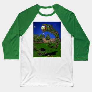 Planet Eating Worm Dragon Baseball T-Shirt
