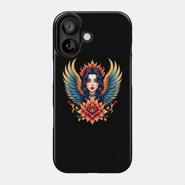 Traditional Winged Woman Tattoo Art Phone Case by animegirlnft