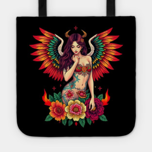 Fallen Angel Girl Tattoo Design Tote