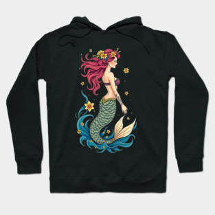 Neo Traditional Mermaid Tattoo Design Hoodie