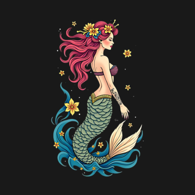 Neo Traditional Mermaid Tattoo Design by animegirlnft