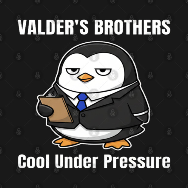 Valder’s Brothers – Cool Under Pressure Penguin Business T-Shirt by Valder’s Brothers