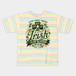 A Little Irish, A Lot Blessed – Christian St. Patrick’s Day Shamrock Cross Shirt Kids T-Shirt