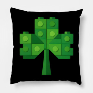 Building Blocks Shamrock St Patricks Day Pillow