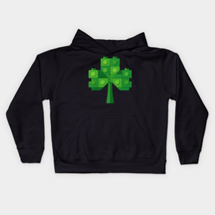Building Blocks Shamrock St Patricks Day Kids Hoodie