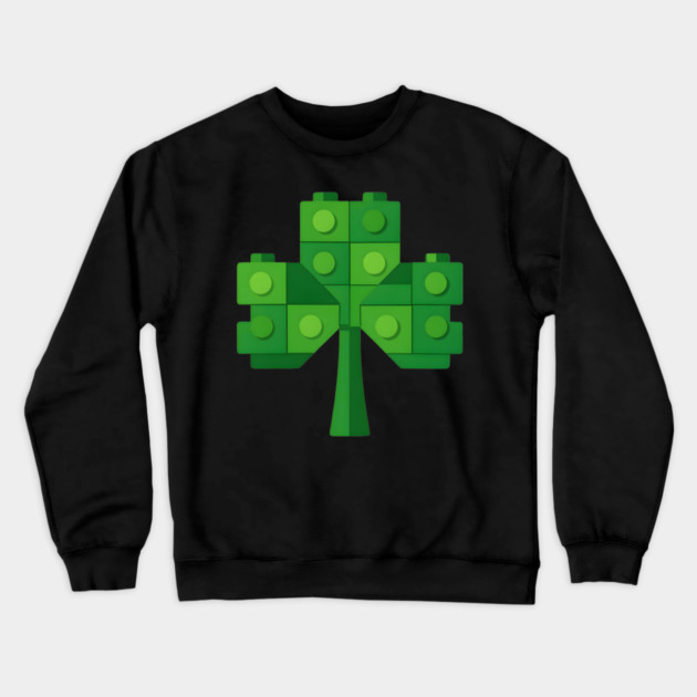 Building Blocks Shamrock St Patricks Day Crewneck Sweatshirt by The WYLD Tribe