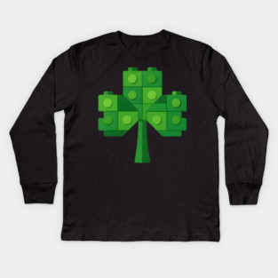 Building Blocks Shamrock St Patricks Day Kids Long Sleeve T-Shirt