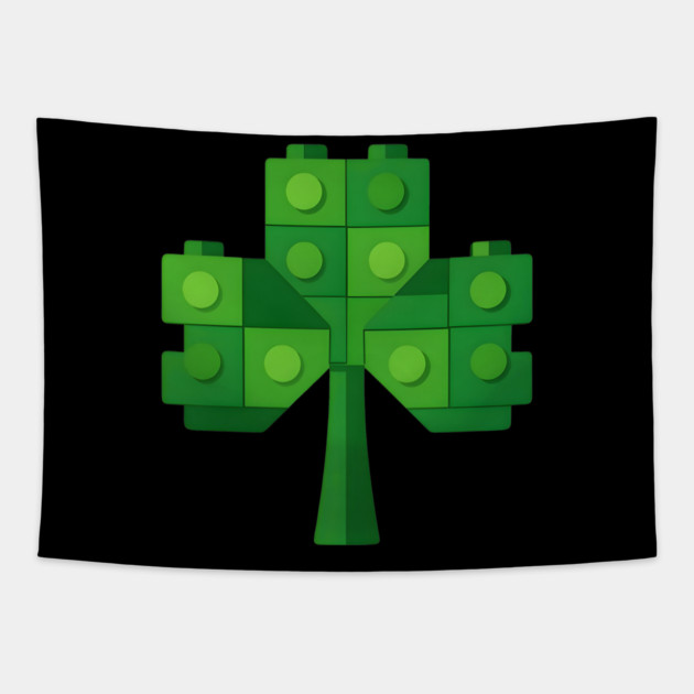 Building Blocks Shamrock St Patricks Day Tapestry by The WYLD Tribe