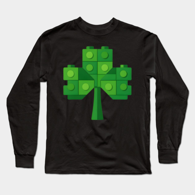 Building Blocks Shamrock St Patricks Day Long Sleeve T-Shirt by The WYLD Tribe