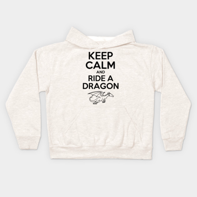 Keep Calm and Ride a Dragon Kids Hoodie by Frank Ring