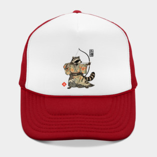 Raccoon Samauri Archery Japanese art aesthetic Hat