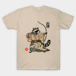 Raccoon Samauri Archery Japanese art aesthetic T-Shirt
