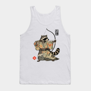 Raccoon Samauri Archery Japanese art aesthetic Tank Top