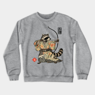 Raccoon Samauri Archery Japanese art aesthetic Crewneck Sweatshirt